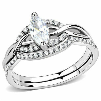 Women's Ring Engagement Wedding Marquise Set Stainless Steel Ring with AAA Grade CZ in Clear - Jewelry Store by Erik Rayo
