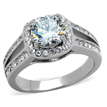 Load image into Gallery viewer, Women&#39;s Ring Wedding Large CZ Stainless Steel Ring with AAA Grade CZ in Clear - ErikRayo.com
