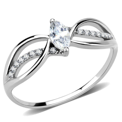 Women's Ring Wedding Marquise Cut Stainless Steel Ring with AAA Grade CZ in Clear - Jewelry Store by Erik Rayo