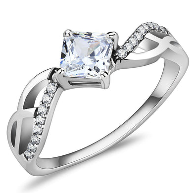 Women's Ring Wedding Princess Cut Stainless Steel Ring with AAA Grade CZ in Clear - Jewelry Store by Erik Rayo