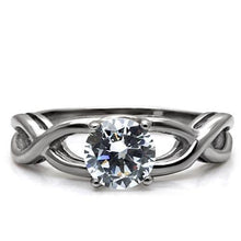 Load image into Gallery viewer, Women&#39;s Ring Wedding Solitaire Waves Stainless Steel Ring with AAA Grade CZ in Clear - ErikRayo.com
