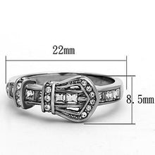 Load image into Gallery viewer, Women&#39;s Stainless Steel Belt Buckle Clear CZ Crystal Band Ring - ErikRayo.com
