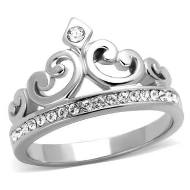 Women's Stainless Steel CZ Princess Crown Tiara Band Ring - Jewelry Store by Erik Rayo