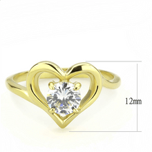 Load image into Gallery viewer, Women&#39;s Stainless Steel Heart Round CZ Wedding Promise Engagement Gold EP Ring Anillo Para Mujer - Jewelry Store by Erik Rayo
