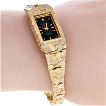 Load image into Gallery viewer, Women&#39;s Watch 10k Yellow Gold Nugget Link Bracelet Geneve Wrist Watch w/ Diamond 6.75&quot; 24.7 grams - Jewelry Store by Erik Rayo

