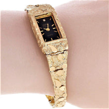 Load image into Gallery viewer, Women&#39;s Watch 10k Yellow Gold Nugget Link Bracelet Geneve Wrist Watch with Diamond 7&quot; 25.6 grams - Jewelry Store by Erik Rayo
