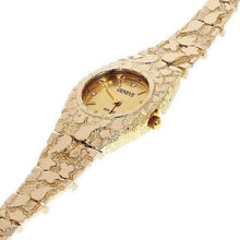 Load image into Gallery viewer, Women&#39;s Watch 10k Yellow Gold Nugget Link Bracelet Geneve Wrist Watch with Diamonds 7&quot; 25.9 grams - Jewelry Store by Erik Rayo
