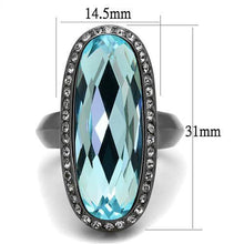 Load image into Gallery viewer, Womens Black Aquamarine Ring Anillo Para Mujer y Ninos Girls 316L Stainless Steel Ring with Top Grade Crystal in Sea Blue Pandora - Jewelry Store by Erik Rayo
