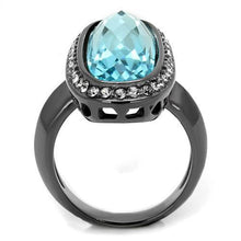 Load image into Gallery viewer, Black Aquamarine Rings for Women Anillo Para Mujer Stainless Steel Ring with Top Grade Crystal in Sea Blue Pandora - Jewelry Store by Erik Rayo
