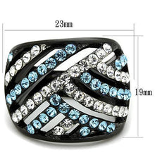 Load image into Gallery viewer, Womens Black Aquamarine Ring Anillo Para Mujer y Ninos Kids 316L Stainless Steel Ring with Top Grade Crystal in Sea Blue Belluno - Jewelry Store by Erik Rayo
