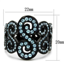 Load image into Gallery viewer, Womens Black Aquamarine Ring Anillo Para Mujer y Ninos Kids 316L Stainless Steel Ring with Top Grade Crystal in Sea Blue Eliza - Jewelry Store by Erik Rayo
