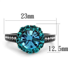 Load image into Gallery viewer, Womens Black Aquamarine Ring Anillo Para Mujer y Ninos Kids 316L Stainless Steel Ring with Top Grade Crystal in Sea Blue Lillia - Jewelry Store by Erik Rayo
