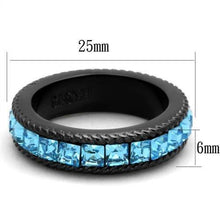 Load image into Gallery viewer, Womens Black Aquamarine Ring Anillo Para Mujer y Ninos Kids 316L Stainless Steel Ring with Top Grade Crystal in Sea Blue Rovereto - Jewelry Store by Erik Rayo

