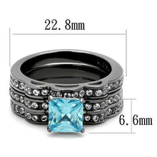 Load image into Gallery viewer, Womens Black Aquamarine Ring Anillo Para Mujer Stainless Steel Ring with AAA Grade CZ in Sea Blue Noor - Jewelry Store by Erik Rayo

