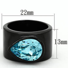 Load image into Gallery viewer, Womens Black Aquamarine Ring Anillo Para Mujer Stainless Steel Ring with Top Grade Crystal in Light Sapphire Rome - Jewelry Store by Erik Rayo
