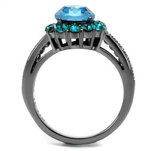 Load image into Gallery viewer, Black Aquamarine Rings for Women Anillo Para Mujer Stainless Steel Ring with Top Grade Crystal in Sea Blue Lillia - Jewelry Store by Erik Rayo
