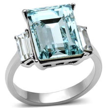 Load image into Gallery viewer, Womens Black Aquamarine Ring Anillo Para Mujer y Ninos Unisex Kids 316L Stainless Steel Ring Top Grade Crystal in Sea Blue Corato - Jewelry Store by Erik Rayo
