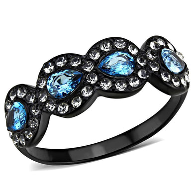 Womens Black Aquamarine Ring Anillo Para Mujer y Ninos Unisex Kids 316L Stainless Steel Ring with AAA Grade CZ in Sea Blue Kim - ErikRayo.com