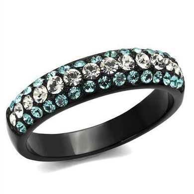 Womens Black Aquamarine Ring Anillo Para Mujer y Ninos Unisex Kids 316L Stainless Steel Ring with Top Grade Crystal in Sea Blue Amelia - ErikRayo.com
