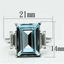 Load image into Gallery viewer, Womens Black Aquamarine Ring Anillo Para Mujer Stainless Steel Ring Top Grade Crystal in Sea Blue Corato - Jewelry Store by Erik Rayo
