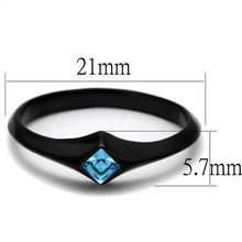 Load image into Gallery viewer, Black Aquamarine Rings for Women Anillo Para Mujer Stainless Steel Ring with Top Grade Crystal in Sea Blue Colette - Jewelry Store by Erik Rayo

