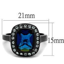 Load image into Gallery viewer, Womens Black Blue Ring Anillo Para Mujer y Ninos Unisex Kids 316L Stainless Steel Ring with Glass in Montana Audrina - Jewelry Store by Erik Rayo
