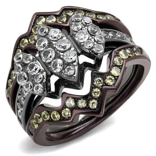 Womens Black Brown SIlver Ring Anillo Para Mujer Stainless Steel Ring with AAA Grade CZ in Clear Bolzano - Jewelry Store by Erik Rayo