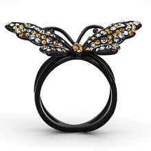 Load image into Gallery viewer, Womens Black Butterfly Ring Anillo Para Mujer y Ninos Unisex Kids 316L Stainless Steel Ring with Top Grade Crystal in Multi Color Carpi - Jewelry Store by Erik Rayo
