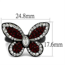 Load image into Gallery viewer, Womens Black Butterfly Ring Anillo Para Mujer y Ninos Unisex Kids 316L Stainless Steel Ring with Top Grade Crystal in Siam Esther - Jewelry Store by Erik Rayo
