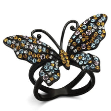 Load image into Gallery viewer, Womens Black Butterfly Ring Anillo Para Mujer Stainless Steel Ring with Top Grade Crystal in Multi Color Carpi - Jewelry Store by Erik Rayo
