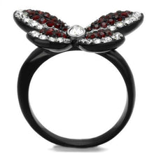 Load image into Gallery viewer, Womens Black Butterfly Ring Anillo Para Mujer Stainless Steel Ring with Top Grade Crystal in Siam Esther - Jewelry Store by Erik Rayo
