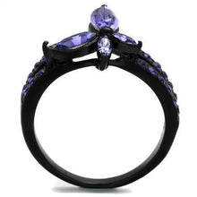 Load image into Gallery viewer, Womens Black Butterfly Ring Purple Anillo Para Mujer y Ninos Unisex Kids 316L Stainless Steel Ring with Top Grade Crystal in Tanzanite Cosette - Jewelry Store by Erik Rayo
