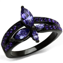 Load image into Gallery viewer, Womens Black Butterfly Ring Purple Anillo Para Mujer Stainless Steel Ring with Top Grade Crystal in Tanzanite Cosette - Jewelry Store by Erik Rayo

