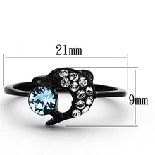 Load image into Gallery viewer, Womens Black Dolphin Ring Anillo Para Mujer y Ninos Kids 316L Stainless Steel Ring Top Grade Crystal in Sea Blue Cassino - Jewelry Store by Erik Rayo
