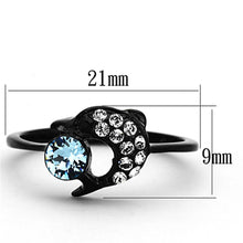 Load image into Gallery viewer, Womens Black Dolphin Ring Anillo Para Mujer Stainless Steel Ring Top Grade Crystal in Sea Blue Cassino - Jewelry Store by Erik Rayo
