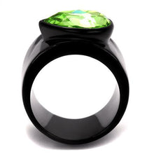 Load image into Gallery viewer, Womens Black Emerald Ring Anillo Para Mujer y Ninos Kids 316L Stainless Steel Ring with Top Grade Crystal in Peridot Sora - Jewelry Store by Erik Rayo
