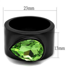Load image into Gallery viewer, Womens Black Emerald Ring Anillo Para Mujer Stainless Steel Ring with Top Grade Crystal in Peridot Sora - Jewelry Store by Erik Rayo
