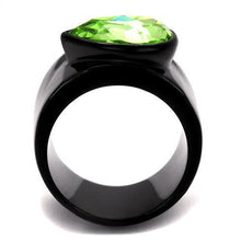 Load image into Gallery viewer, Womens Black Emerald Ring Anillo Para Mujer Stainless Steel Ring with Top Grade Crystal in Peridot Sora - Jewelry Store by Erik Rayo
