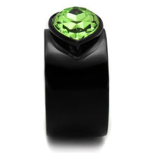Load image into Gallery viewer, Womens Black Emerald Ring Anillo Para Mujer Stainless Steel Ring with Top Grade Crystal in Peridot Sora - Jewelry Store by Erik Rayo
