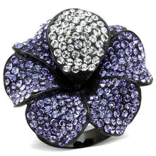 Load image into Gallery viewer, Womens Black Flower Ring Purple Anillo Para Mujer y Ninos Kids 316L Stainless Steel Ring with Top Grade Crystal in Tanzanite Rovigo - Jewelry Store by Erik Rayo

