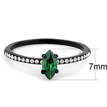 Load image into Gallery viewer, Womens Black Green Ring Anillo Para Mujer y Ninos Kids 316L Stainless Steel Ring with AAA Grade CZ in Emerald Avellino - Jewelry Store by Erik Rayo
