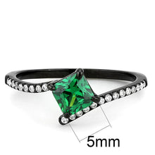 Load image into Gallery viewer, Womens Black Green Ring Petite Anillo Para Mujer y Ninos Kids 316L Stainless Steel Ring with AAA Grade CZ in Emerald Forza - Jewelry Store by Erik Rayo
