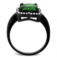 Load image into Gallery viewer, Womens Black Green Ring Squared Anillo Para Mujer y Ninos Kids 316L Stainless Steel Ring with AAA Grade CZ in Emerald Cosenza - Jewelry Store by Erik Rayo
