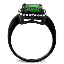 Load image into Gallery viewer, Womens Black Green Ring Squared Anillo Para Mujer y Ninos Kids Stainless Steel Ring with AAA Grade CZ in Emerald Cosenza - Jewelry Store by Erik Rayo
