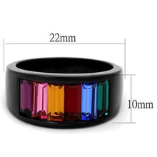 Load image into Gallery viewer, Womens Black Mulicolored Ring Anillo Para Mujer y Ninos Kids 316L Stainless Steel Ring with Top Grade Crystal in Multi Color Spezia - Jewelry Store by Erik Rayo
