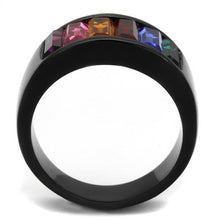 Load image into Gallery viewer, Womens Black Mulicolored Ring Anillo Para Mujer Stainless Steel Ring with Top Grade Crystal in Multi Color Spezia - Jewelry Store by Erik Rayo
