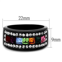 Load image into Gallery viewer, Womens Black Muliticolored Ring Anillo Para Mujer y Ninos Kids 316L Stainless Steel Ring with Top Grade Crystal in Multi Color Portofino - Jewelry Store by Erik Rayo
