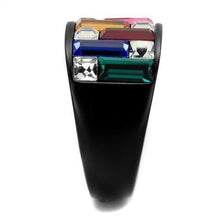 Load image into Gallery viewer, Womens Black Multicolored Ring Anillo Para Mujer Stainless Steel Ring with Top Grade Crystal in Multi Color Liguria - Jewelry Store by Erik Rayo
