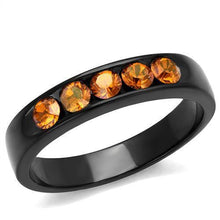 Load image into Gallery viewer, Womens Black Orange Ring Anillo Para Mujer y Ninos Unisex Kids 316L Stainless Steel Ring with Top Grade Crystal in Champagne Ariana - Jewelry Store by Erik Rayo
