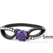 Load image into Gallery viewer, Womens Black Purple Ring Anillo Para Mujer y Ninos Kids 316L Stainless Steel Ring with AAA Grade CZ in Amethyst Chieti - Jewelry Store by Erik Rayo

